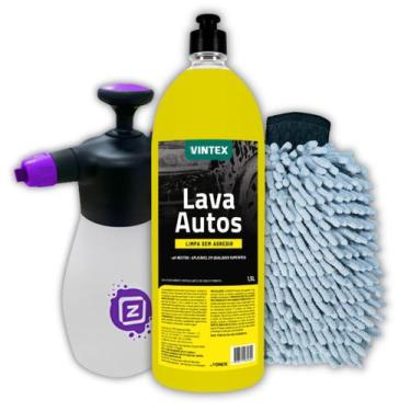Imagem de Kit Lava Autos Shampoo 1,5l Pulverizador 2 Em 1 Zacs Luva - Solupe Par
