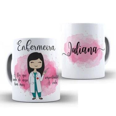 Imagem de Caneca Enfermeira Flor que Ajuda Profissão Personalizada COM QUALQUER 