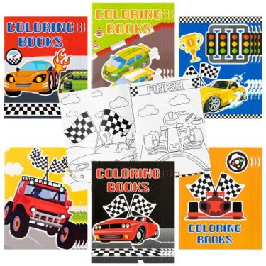Imagem de Livros para colorir JAPBOR Race Car Party Kids 24 unidades com 6 capas