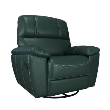 Imagem de Poltrona do Papai Reclinável Giratória Armênia Glider Mecânico Verde Couro - Gran Belo