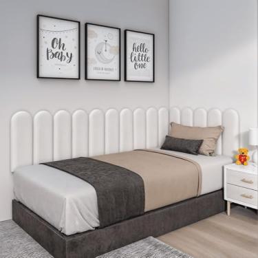 Imagem de Cabeceira Estofada Modular em Suede Para Cama Box Casal, Queen e King 45x20cm(BRANCO,16)