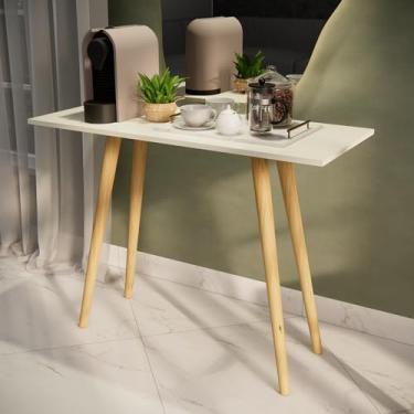 Imagem de Aparador Buffet Mesa Lateral cantinho do Caféem Madeira, 80 x 42 cm, Altura 76 cm. (Off White)