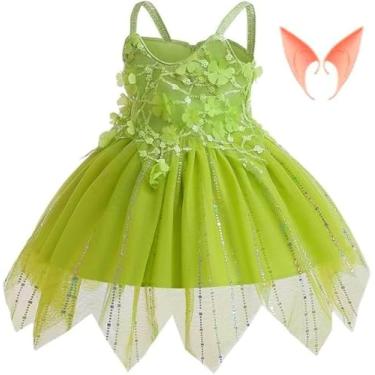 Imagem de ZKR Tinkerbell Costume Fairy Dress for Toddler Girl Kid Halloween Cosplay Outfits 5T
