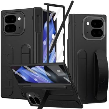 Imagem de YQODSZ Capa dobrável para Google Pixel 10 Pro com suporte para caneta S e Stylus, capa de telefone com alça de mão com suporte, proteção de dobradiça, protetor de tela, capa de alça de pulso para
