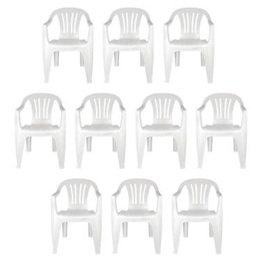 Imagem de Kit 10 Cadeiras Poltrona Plástica Empilhavel Reforçada 182kg Mor