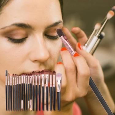 Imagem de Conjunto de pincéis de maquiagem profissional, 20 peças de pincéis cosméticos para base, sombra, blush e contorno, kit de maquiagem para iniciantes com estojo