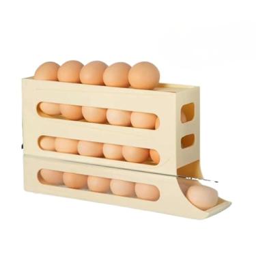 Imagem de Organizador De Ovos Para Geladeira Com Dispenser Rolante | Capacidade Para 30 Ovos(1 PEÇA 4 ANDARES - AMARELO)