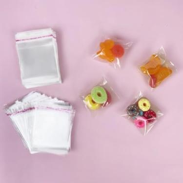 Imagem de 400 peças de sacos de celofane autovedantes 2,4 x 3,25 cm película aderente transparente sacos de embalagem de presente podem ser selados novamente adequados para embalagem de doces de presente de