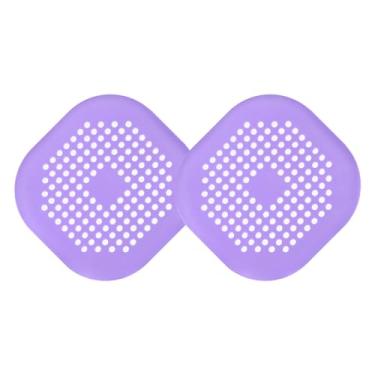 Imagem de Coletor de ralo de cabelo, protetor de ralo de banheira de 14 cm com ventosa para cozinha, banheiro, varanda, roxo, 2 peças