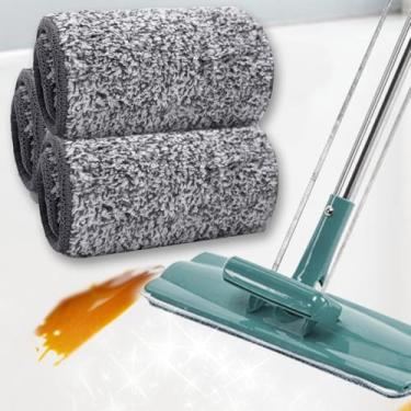 Imagem de 3 peças de almofadas de substituição para esfregões de spray laváveis domésticos panos de casa almofada de pano de cabeça portátil para chão, 33 x 12 cm
