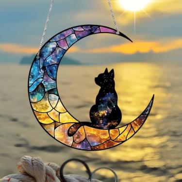 Imagem de 1 peça para pendurar apanhador solar de acrílico colorido, decoração de janela de 15 cm com design de estilo vitral impresso, arte de parede de arco-íris, ideia de presente e ornamento de jardim, uso