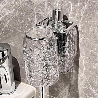 Imagem de Suporte de armazenamento de copo de escova de dentes, sem necessidade de perfuração, copo de enxaguante bucal para banheiro, transparente
