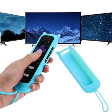 Imagem de Controle remoto de substituição para TV com capa protetora macia que brilha no escuro controle universal Smart TV (azul)