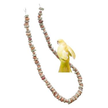 Imagem de CXYYXF Brinquedo de mastigar papagaio de madeira de nozes e pimenta, brinquedo de escalada de pássaros, brinquedos de mastigar de madeira natural resistente à mordida para periquito, calopsita, conure