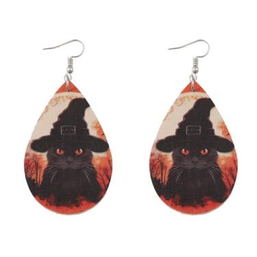 Imagem de Brincos de Halloween para mulheres, chapéu de gato, brincos pendentes de lágrima, roupas de Halloween, acessórios de bijuteria