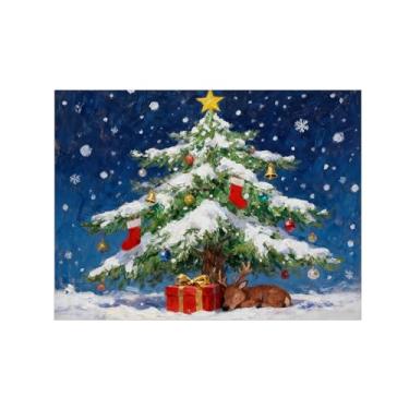 Imagem de Natal Quadro em tela-Árvore Natal veado caixa presente-Imagem moderna decoração casa-Pôster impressões para sala estar 60x80cm24x31in Sem Moldura