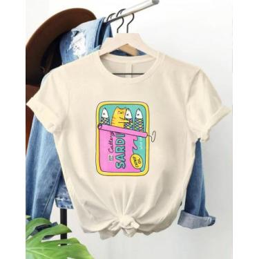 Imagem de Blusa Basica Feminina Adulto Sardines Lata Sardinha - Gatto Dress, Off