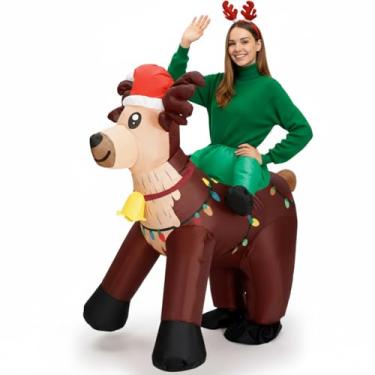 Imagem de VioraWhite Fantasia de Natal de alce inflável para adultos, fantasia inflável, para homens e mulheres