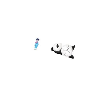 Imagem de Fenteer Relógio de Parede Moderno E Charmoso em Formato de Panda, com Boneca Kabuki Asiática, Quimono Japonês, Gueixa E Decoração para Quarto E Sala de Estar.