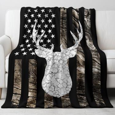 Imagem de Cobertor masculino camuflado de caça de veado macio de flanela macia cobertor de presente leve e quente para sofá-cama, sofá, cadeira, uso no escritório (127 x 152 cm)