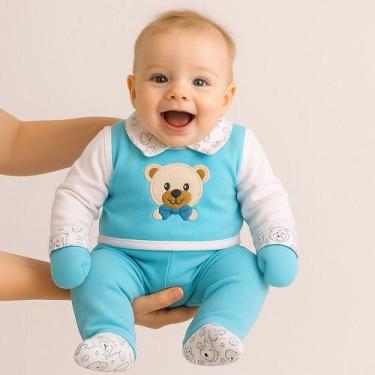 Imagem de Conjunto Pagão 100% Algodão Roupa Saída Maternidade Bebê Menino Ou Men