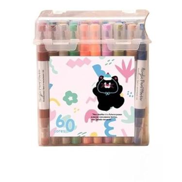 Imagem de Kit 24 Marcadores Tinta Acrílica Caneta Brush Canetinha Pintar Aquarela Plástico Esola Escritório (60 Cor Acrílico)