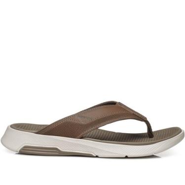 Imagem de Chinelo Pegada 134701 Masculino em Couro, Caqui, 41