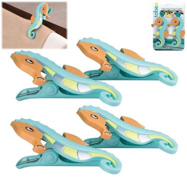 Imagem de Kit 4 Prendedores de Toalha Modelo Cavalo Marinho Para Cadeira de Praia - 3105 Tobee