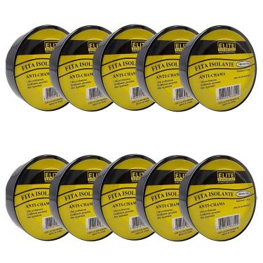 Imagem de Kit 10 Unidades Fita Isolante 10 Metros 18mm Elite Antichama
