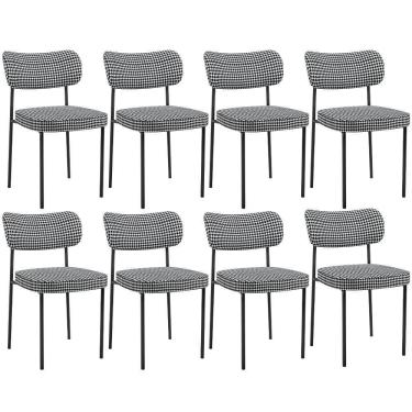 Imagem de Kit 08 Cadeiras Decorativas Estofada Sala Jantar Melina L02 Pied Poule - Lyam Decor