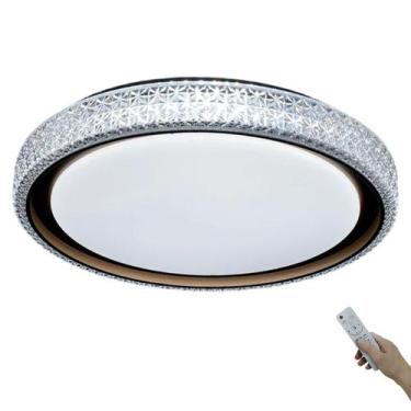 Imagem de Luminaria Plafon LED 3 Tons Cristal Luxo Controle Remoto Loja Casa Tra
