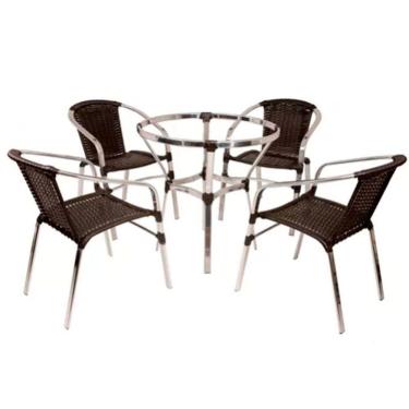 Imagem de Jogo 4 Cadeiras Floripa E Mesa Ascoli Trama Original Tabaco