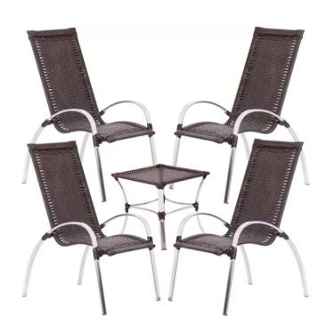 Imagem de Jogo De 4 Cadeiras E Mesa Em Alumínio Garden Trama Original Tabaco
