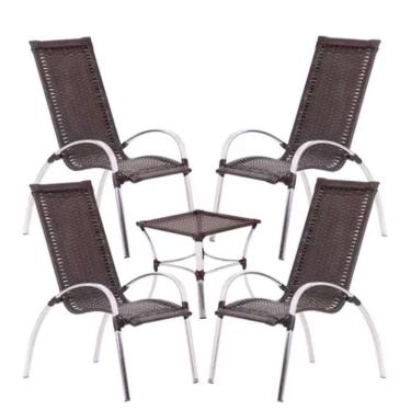 Imagem de Jogo De Mesa Em Alumínio E Mesa De Centro Garden Trama Tabaco