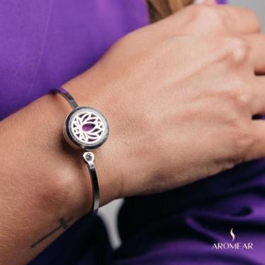 Imagem de Bracelete Difusor Flor de Lótus em AÇO INOXIDÁVEL - ANTIALÉRGICO - PRA