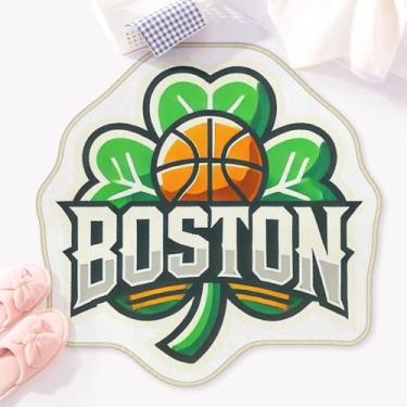 Imagem de Allenjoy 78,7 cm x 78,5 cm Boston Basketball Pride Tapete de banheiro tapete de trevo e bola tapete antiderrapante lavável