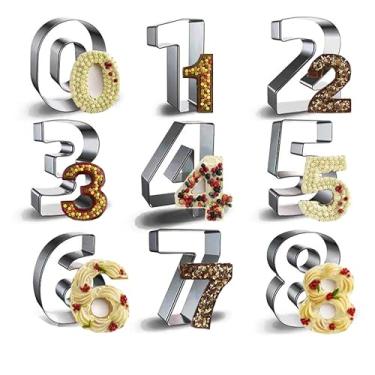 Imagem de Conjunto de ferramentas de cortador de biscoito número, 9 peças grandes de aço inoxidável, 7,6 cm, conjunto de cortadores de biscoito para fondant, ferramentas de molde de massa de frutas para