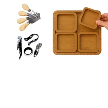 Imagem de Kit Petisqueira Redonda Para Frios e Queijo Com Molheira Ramekin Garfinhos Acessórios Para Vinho(Modelo 7)
