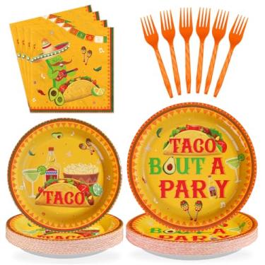 Imagem de 96 peças decorações de festa mexicana Taco Bout a Party Plates and Napkins Mexico Taco decoração lembrancinhas para chá de bebê mexicano Cinco De Mayo aniversário despedida de solteira tema Martini