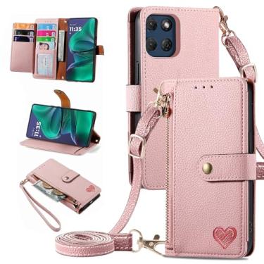 Imagem de Furiet Capa carteira para Motorola Moto G Stylus 5G 2025 bolsa de bolso com zíper com alça de pulso, suporte de couro PU flip fólio porta-cartões acessórios capa de celular para G5 mulheres meninas