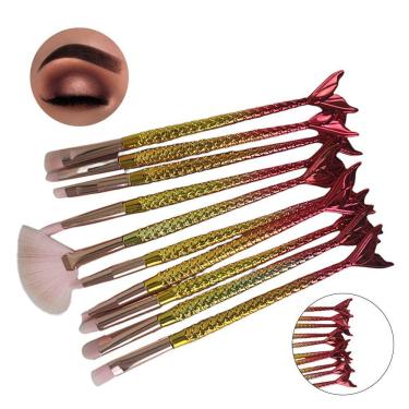 Imagem de Pincel Sereia Kit 10 Peças Make Up