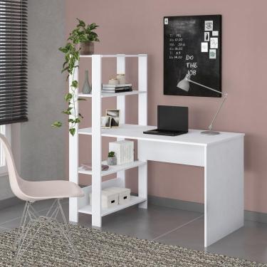 Imagem de Escrivaninha 120Cm Com Estante Lateral Multimóveis Cr25207 Branca Branco