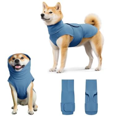 Imagem de Colete calmante para cães com gola rolê ajustável para fogos de artifício, separação, visitas ao veterinário, moletom com capuz para cães grandes e médios