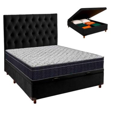 Imagem de Box Bau Preto+Colchão Casal Airtech 150 Ortobom+Cabeceira