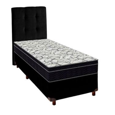 Imagem de Box Preto+Colchão Solteiro Airtech 150 Ortobom+Cabeceira
