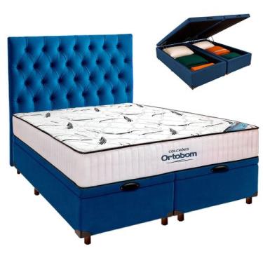 Imagem de Bau Blindado Azul+Colchão Queen High Foam Ortobom+Cabeceira