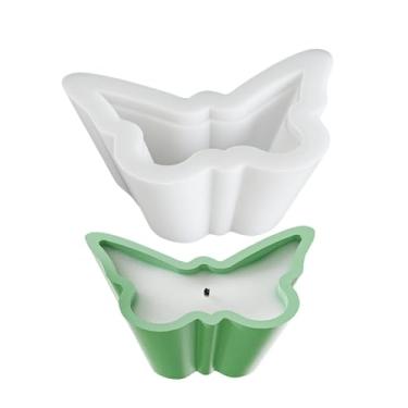 Imagem de Conjunto de moldes de jarra de vela, molde de resina com tampa - Molde de fundição de gesso de cimento borboleta, ferramentas de fabricação de plantadores para decoração de mesa de jantar em casa