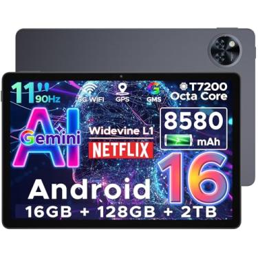 Imagem de DOOGEE U11 Tablet Android 16, tablet de 11 polegadas com Gemini AI, tablets para jogos de 16 GB + 128 GB/2 TB, 8580 mAh, Unisoc T7200 Octa-Core, tablets de 13 MP + 5 MP, 2,4 G + 5 G WiFi/Widevine L1