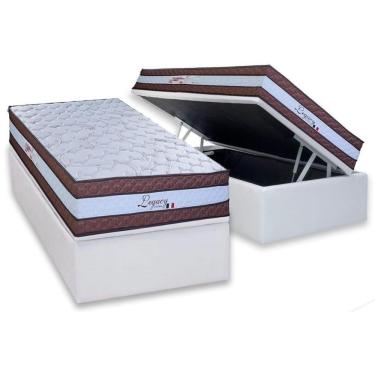 Imagem de Cama Box Baú Solteiro: Colchão Molas Ensacadas Paropas Legacy White + Base Crc Linhão White (88x188)