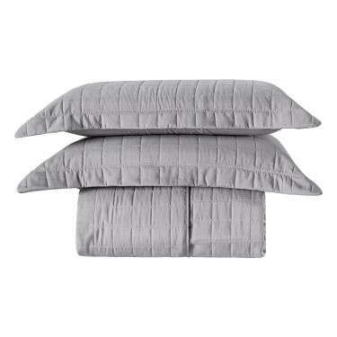 Imagem de Cobre Leito Matelassê Percal 300 fios Basic Casal Padrão 03 Peças 100% Poliéster - Cinza